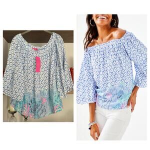Lilly Pulitzer Nevie Top in Sea La Vie Engineered Top